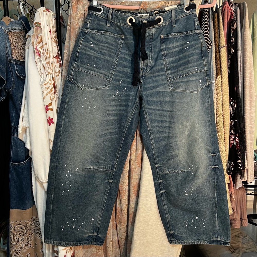 WE THE FREE by Free People: “Moxie” Low Slung Pull-On Barrel Jeans NWT - Picture 7 of 12